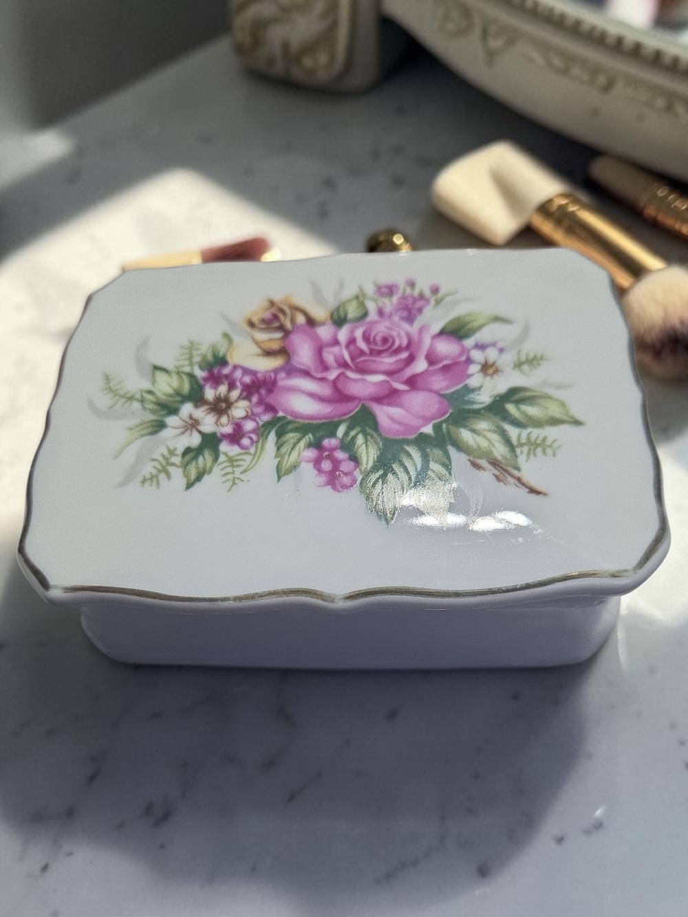 Vintage I.W. Rice Porcelain Trinket Box - Japan